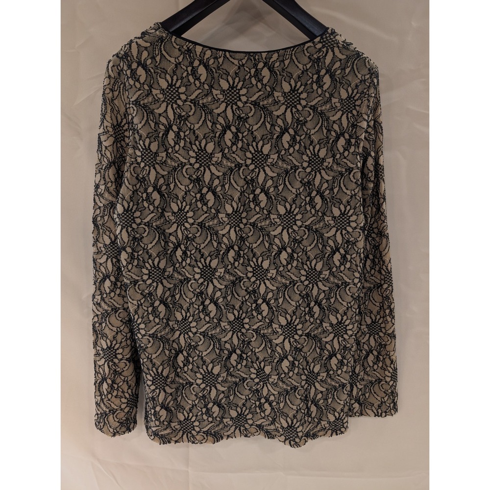 Chicos 3 Black Lace Long Sleeve Lined Top Blouse Elegant Party Evening - Picture 5 of 6